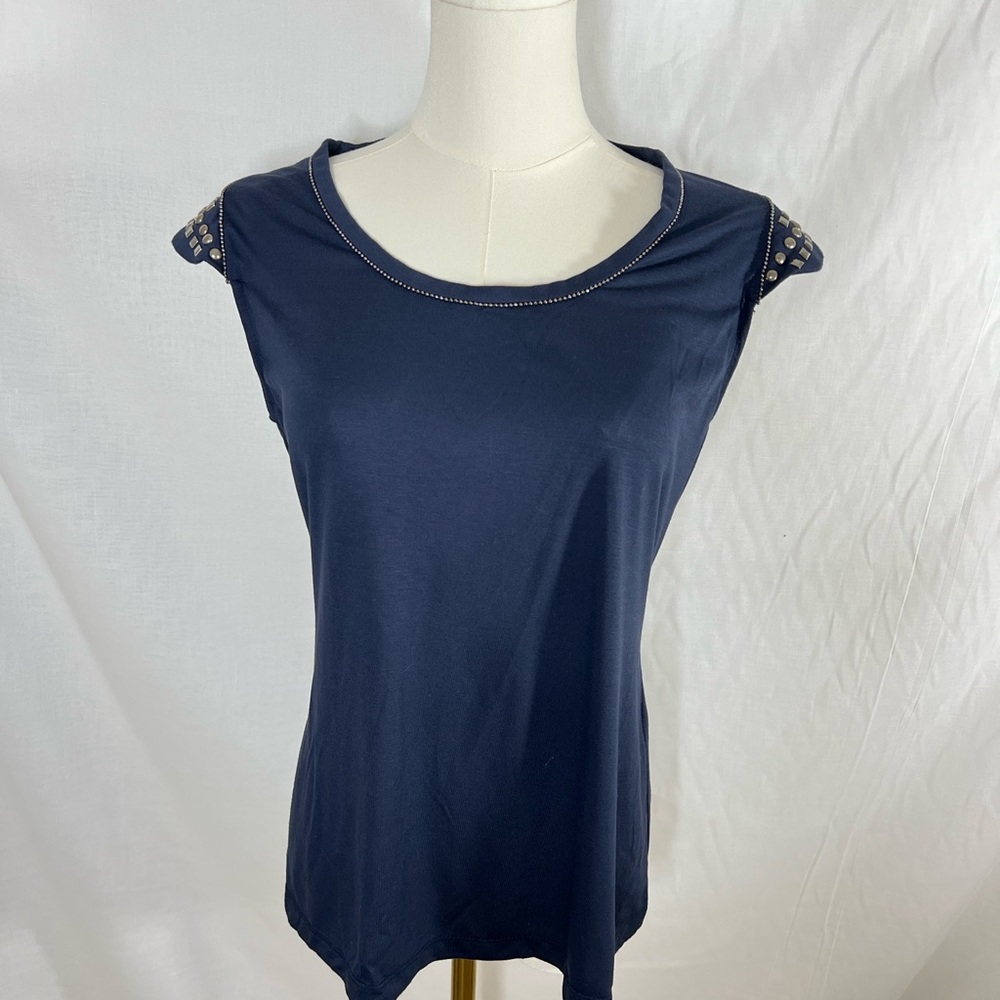 Plastic Island Midnight Blue Embellished Blouse